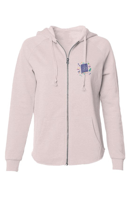 Womens Lightweight Wash Zip Hoodie