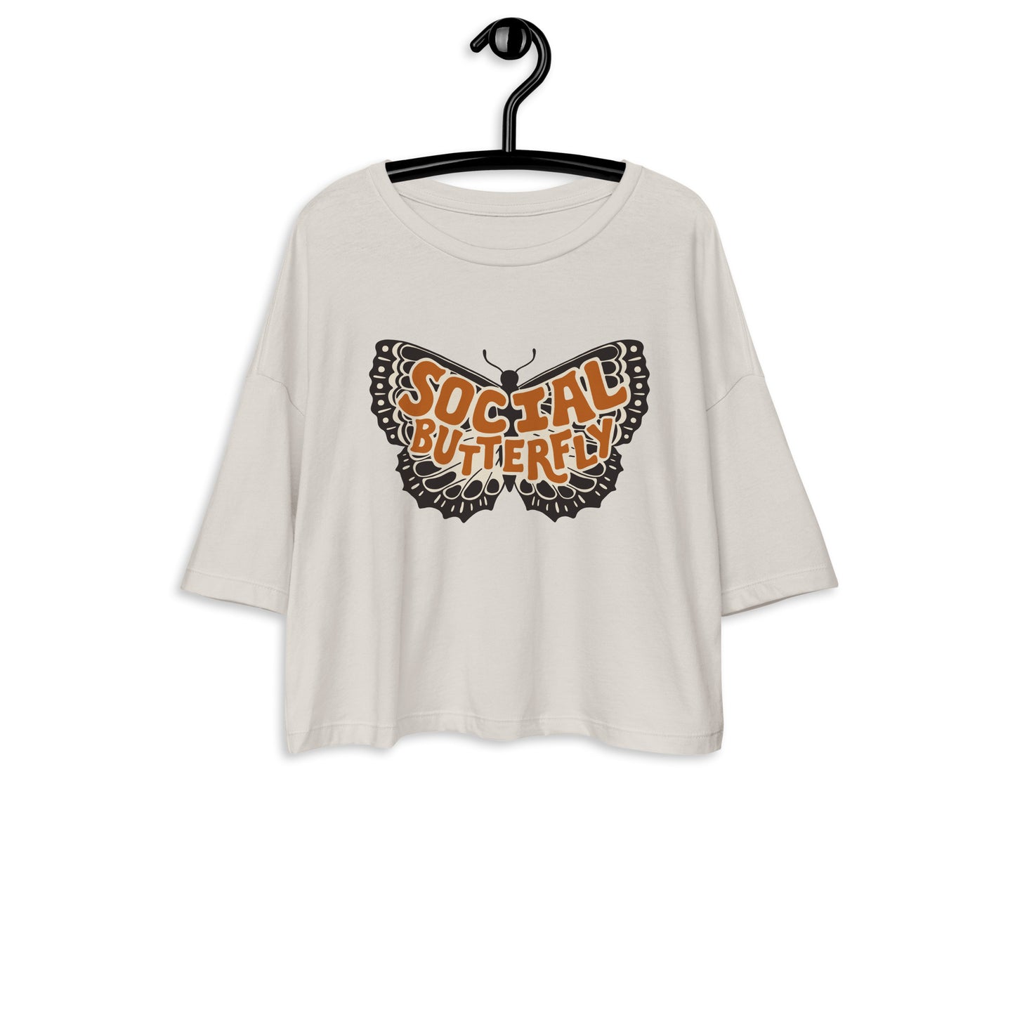 Social Butterfly — Loose Drop Shoulder Crop Top