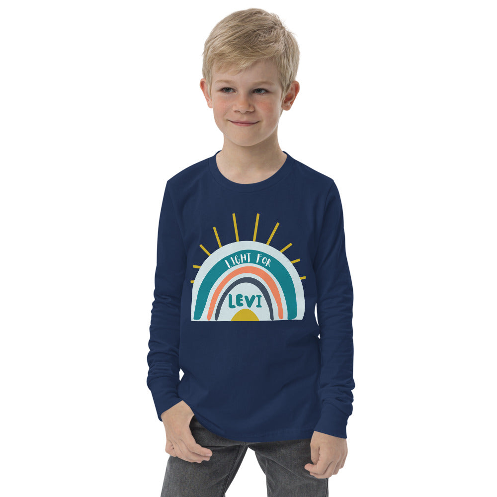 Light For Levi — Youth Long Sleeve Tee (Blue Rainbow)