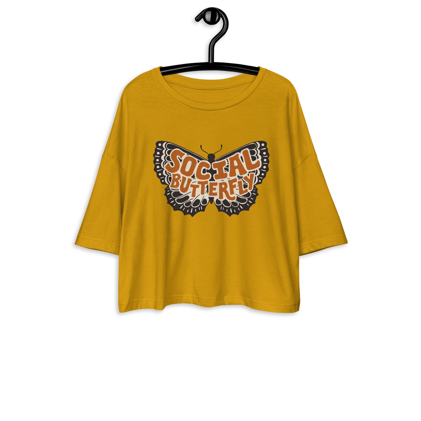 Social Butterfly — Loose Drop Shoulder Crop Top