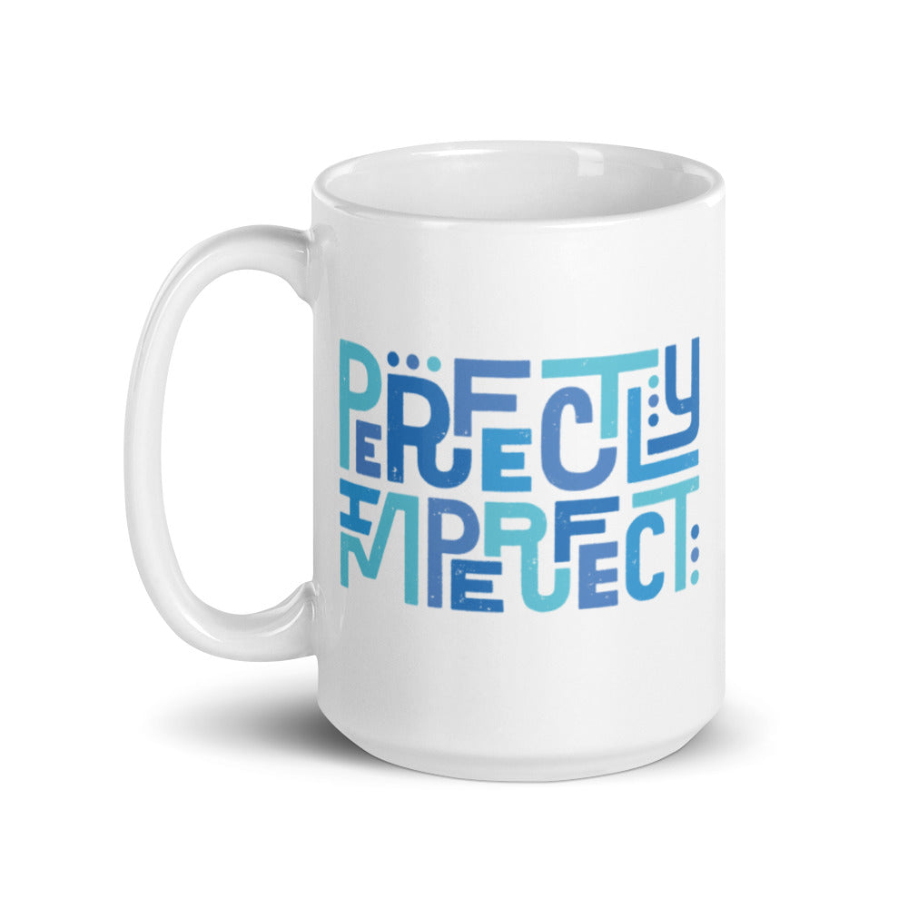 White 15oz Perfectly Imperfect mug, supporting Bryce's family