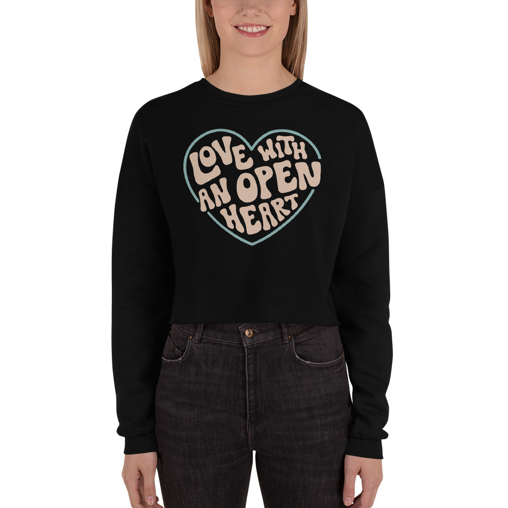 Store Women's Cropped Fleece Pullover LOVE AND HEART