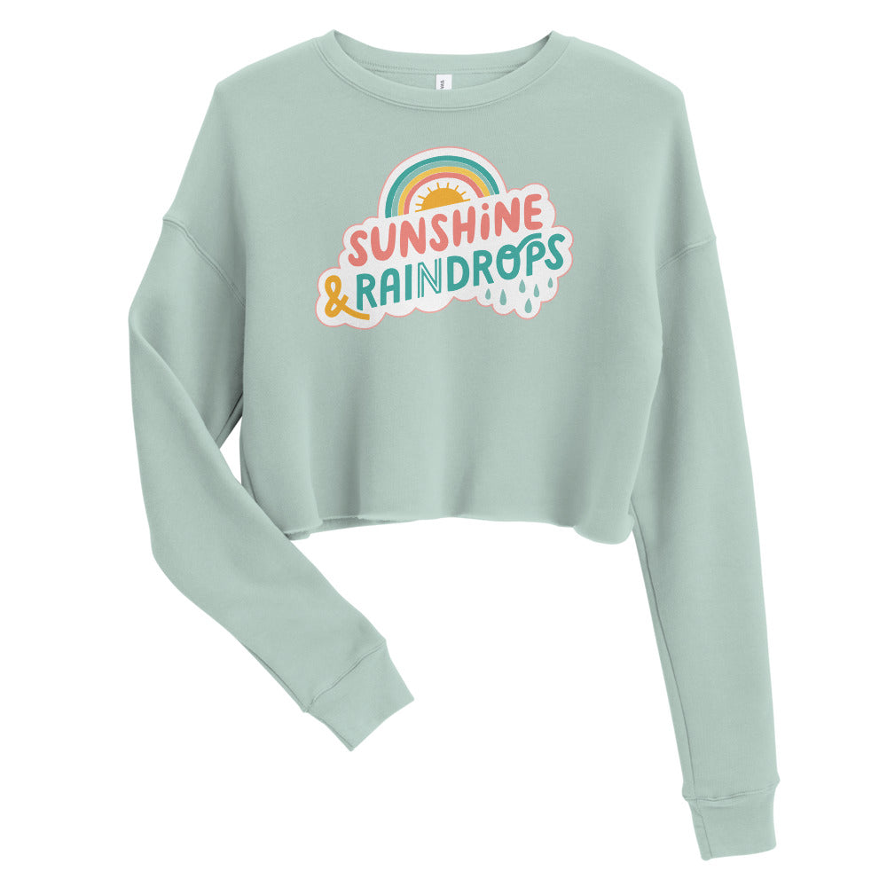 Rainbow crop top sweatshirt long sleeve hot sale